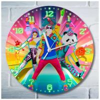 Настенные декоративные часы УФ с ярким рисунком, диаметр 28см игры Just Dance 2022 (джаст дэнс, PS, Xbox, PC, Switch) 5175