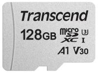 Карта памяти Transcend microSDXC 300S Class 10 U3 A1 V30 128 GB, чтение: 100 MB/s, запись: 40 MB/s, адаптер на SD