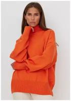Свитер свободного кроя KIVI CLOTHING, оранжевый, длинный рукав, трикотаж, вязаный, оверсайз, размер 40-46