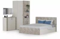 Спальня Амели № 9, цвет шёлковый камень/бетон чикаго беж, спальное место 1600х2000 мм, без матраса