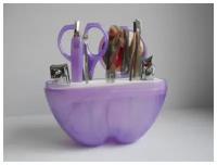 Маникюрный дорожный набор 9 предметов для девочек фиолетовый