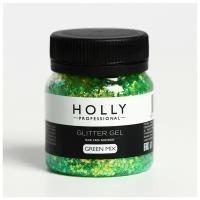 Декоративный гель для волос лица и тела GLITTER GEL Holly Professional Green Mix 50 мл