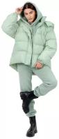 Костюм спортивный тройка, оливковый, женский, теплый, брючный, с курткой оверсайз, размер 44/46