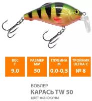 Воблер плавающий AQUA карась TW 50mm 9g заглубление от 0.5m. Рыболовная приманка крэнк для спиннинга на щуку, судака, окуня цвет 048