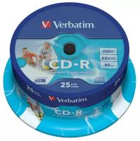 Оптический диск CDR диск Verbatim DL 700Mb 52x CakeBox Printable 25шт. (43439)