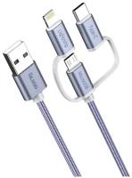 Кабель USB 2.0 - 3-в-1, microUSB/lightning/typeC, 1.2м, 2.1A, OLMIO