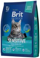 Сухой корм Brit Premium Cat Sensitive премиум класса для взрослых кошек с чувствительным пищеварением с ягненком и индейкой 800г