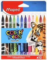 Фломастеры MAPED Animals смываемые, 12 цветов, Арт. 845403