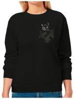 Свитшот Dream Shirts Черный Котик в Кармашке Женский Черный 52 Размер