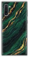 Дизайнерский силиконовый чехол для Самсунг Гэлакси Ноут 10 / Samsung Galaxy Note 10 Мрамор зеленое золото