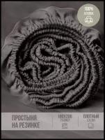 Простыня на резинке, натяжная, плотный сатин, страйп-сатин, VENTURA LIFE 180х200х25, Темно-серый