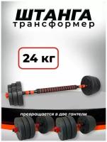 Штанга пластиковая разборная 24кг (2 гантели х 12кг + коннектор)