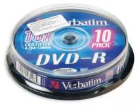 Носители информации DVD-R, 16x, Verbatim Azo Matt Silver, Cake/10, 43523