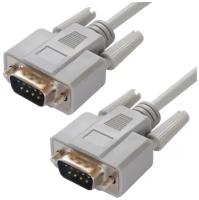 GCR Кабель 15.0m RS-232, 0-модемный, DB9/DB9 9M/9M, серый, 30 AWG