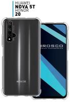 Противоударный чехол для Honor 20, Huawei Nova 5T (Хонор 20 и Хуавей Нова 5Т) с усиленными углами и защитой камер, гибкий силиконовый чехол прозрачный