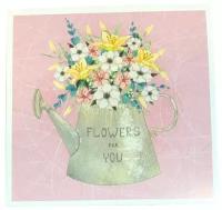 Дизайнерская поздравительная мини открытка Flowers for you, карточка 7,5х7,5см