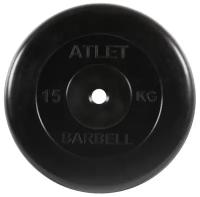 Barbell Диск обрезиненный d 26 мм чёрный 15,0 кг Atlet