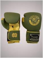Боксерские Перчатки из натуральной кожи REVANSH PRO KHAKI GOLD 16 унций