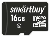 Карта памяти SmartBuy microSDHC 16 ГБ Class 10, R/W 30/15 МБ/с, адаптер на SD