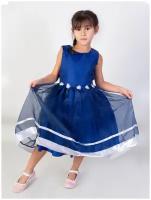 Платье радуга дети, нарядное, однотонное, размер 28/104, синий