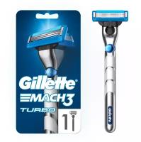 Gillette Mach3 Turbo Мужская Бритва, 1 кассета, с 3 лезвиями, для точного бритья, с 3D-механизмом