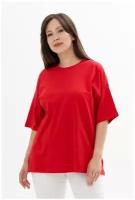 Туника - футболка женская удлиненная базовая однотонная из хлопка повседневная офисная спущенный рукав plus size (большие размеры)