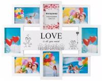 Мультирамка Platinum BG-2510_White LOVE, 8 фото 10*15, цвет белый