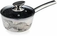 Ковш кухонный Winner / Виннер WR-6016 Antique grey с антипригарным покрытием с крышкой алюминий 1.28л / ковшик для всех видов плит / посуда для кухни