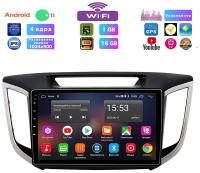 Автомагнитола для Hyundai Creta (2015-2021), Android 10, 1/16 Gb, Wi-Fi, Bluetooth, Hands Free, разделение экрана, поддержка кнопок на руле