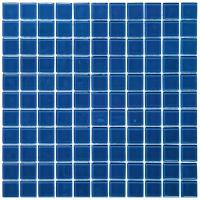 Стеклянная мозаичная плитка Natural Mosaic A-011 синий квадрат глянцевый