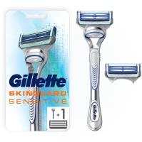 Gillette SkinGuard Мужская Бритва, 2 кассеты, с 2 лезвиями, для чувствительной кожи, с триммером