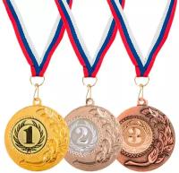 Набор призовых медалей с лентой (1,2,3 место) арт. 072