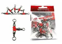 Вертлюг тройной Namazu TRIPPLE SWIVEL, латунь, цв. BN, р. 8 х 10, test-15 кг уп.10 шт