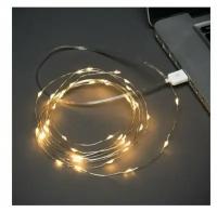 Гирлянда NEON-NIGHT Роса, 315-966, 5 м, 50 ламп, теплый белый/прозрачный провод