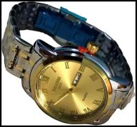 Наручные часы BELUSHI мужские кварцевые нержавеющая сталь/ Часы мужские водостойкие/ Подарок, золотой