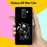 Силиконовый чехол на Samsung Galaxy A9 Star Lite Череп и кот / для Самсунг Галакси А9 Стар Лайт