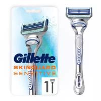 Gillette SkinGuard Мужская Бритва, 1 кассета, с 2 лезвиями, для чувствительной кожи, с триммером