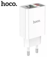 Сетевое зарядное устройство HOCO C100A 1xUSB + 1xUSB Type-C, 3A, 20W, белый