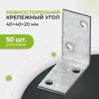 Крепежный угол равносторонний 20х40х40 (50шт)