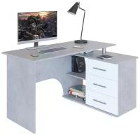 Компьютерный стол Сокол КСТ-09П правый, цвет бетон/белый, ШхГхВ 135х90х74 см, тумба с ящиками справа