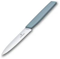 Нож кухонный Victorinox Swiss Modern (6.9006.10W21) стальной универсальный лезвие 100 мм, серрейторная заточка, мятный