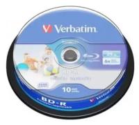 Диск Verbatim BD-R 25Gb 6x Cake Box (10шт) Printable (43804)