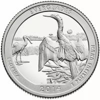 Монета 25 центов Эверглейдс. Национальные парки. США D 2014 UNC