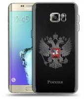 Дизайнерский силиконовый чехол для Самсунг S7 Edge / Samsung Galaxy S7 Edge герб России серебро
