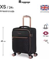 Чемодан IT Luggage, текстиль, жесткое дно, 24 л, размер XS, черный