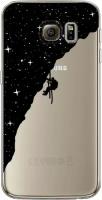 Силиконовый чехол на Samsung Galaxy S6 edge / Самсунг Галакси С 6 Эдж Скалолаз в космосе, прозрачный