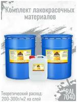 ASCOAT 200 AK Краска по бетону однокомпонентная, матовая 20 кг и ANTIDUST Пропитка для бетона бесцветная 20л и Растворитель asco solv 03 5л