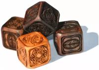 Celtic Dice Игральные кубики, 16 мм, 2 шт, экзотическая древесина с уникальным дизайном