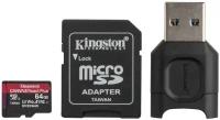 Карта памяти Kingston Canvas React Plus microSDXC UHS-II +ад, MLPMR2/64Gb, 1179781