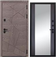 Дверь входная металлическая DIVA 97/2 2050x960 Зеркало Правая Дуб коньяк - Д15 Венге, тепло-шумоизоляция, антикоррозийная защита для квартиры